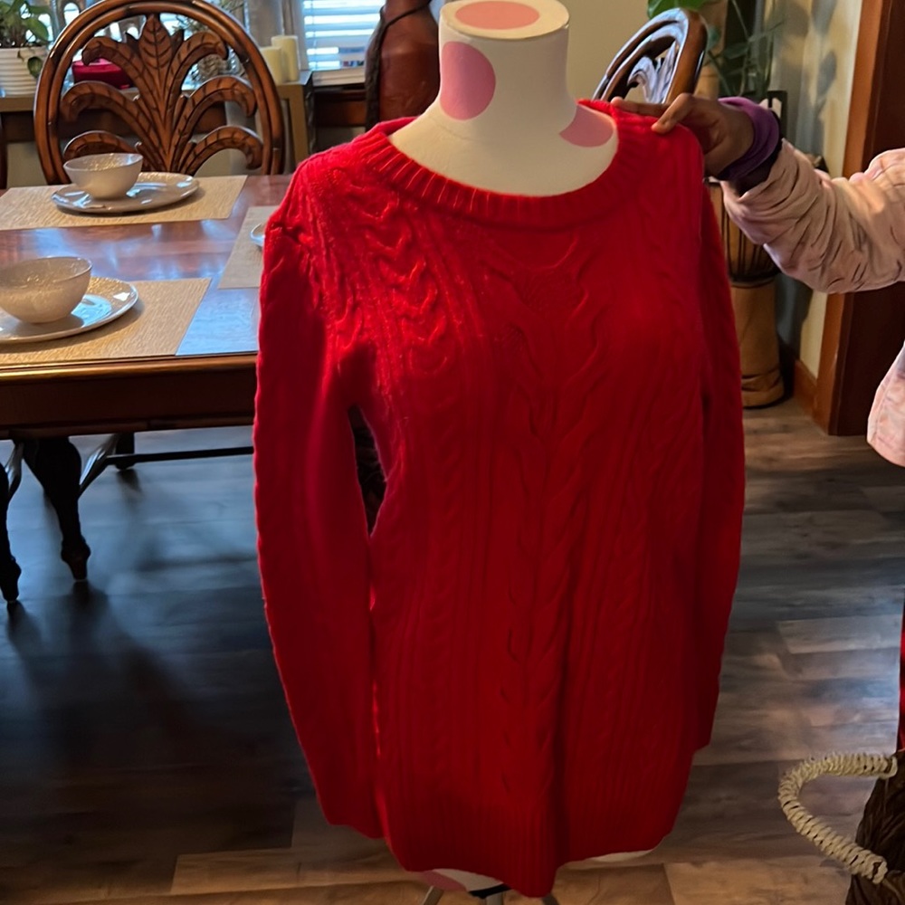 Vintage Lord & Taylor red cable sweater size Small